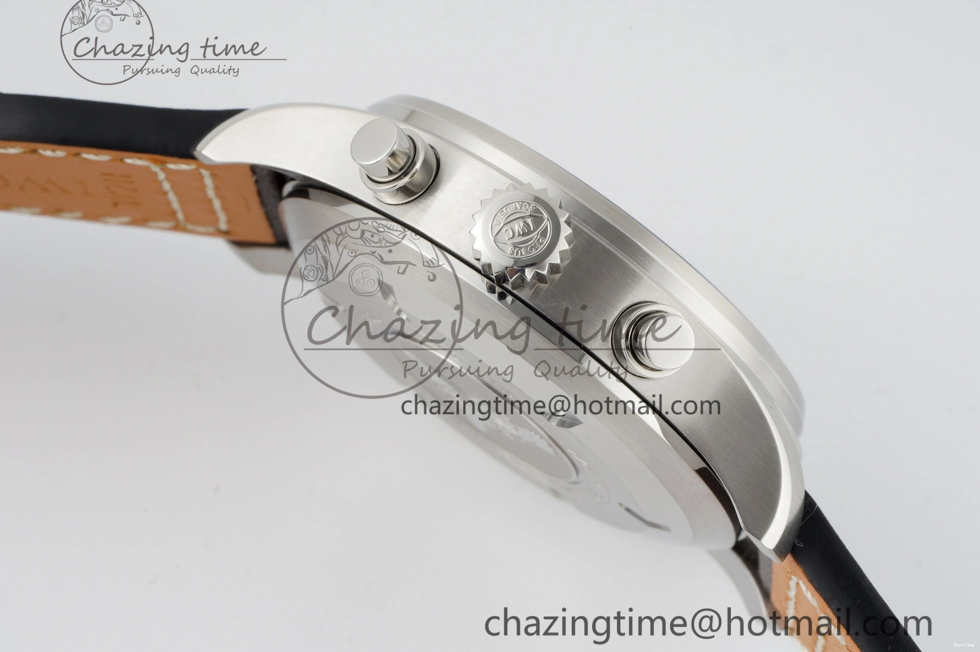 MIROTIME 0407 Pilot Chrono SS AZF 1:1 Best Edition Blue Dial on Brown Leather Strap A TimelessDesign 7060